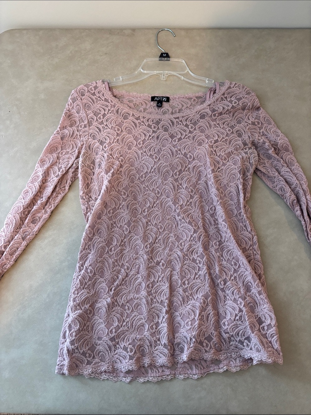 Apt. 9 Dusty Rose Lace Long Sleeve Top